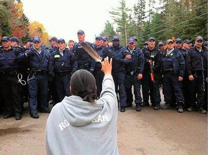 Proteste der Elsipogtog-Mi'kmaq First Nation in New Brunswick, Kanada.