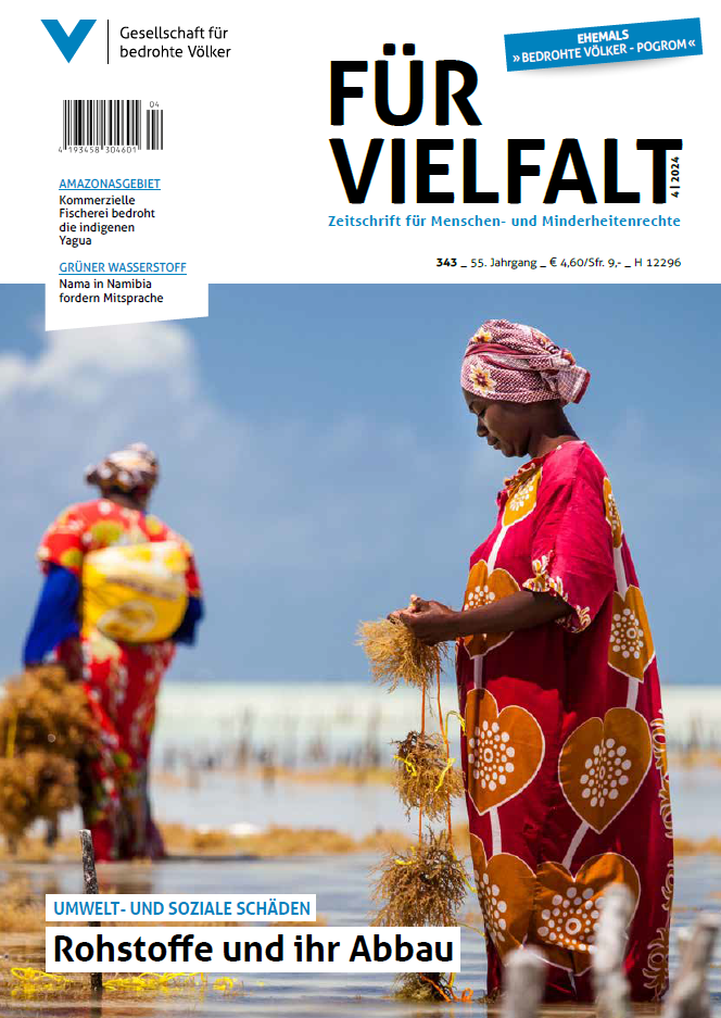 Umwelt- und soziale Schäden - Rohstoffe und ihr Abbau. Für Vielfalt 343, 4/2024
