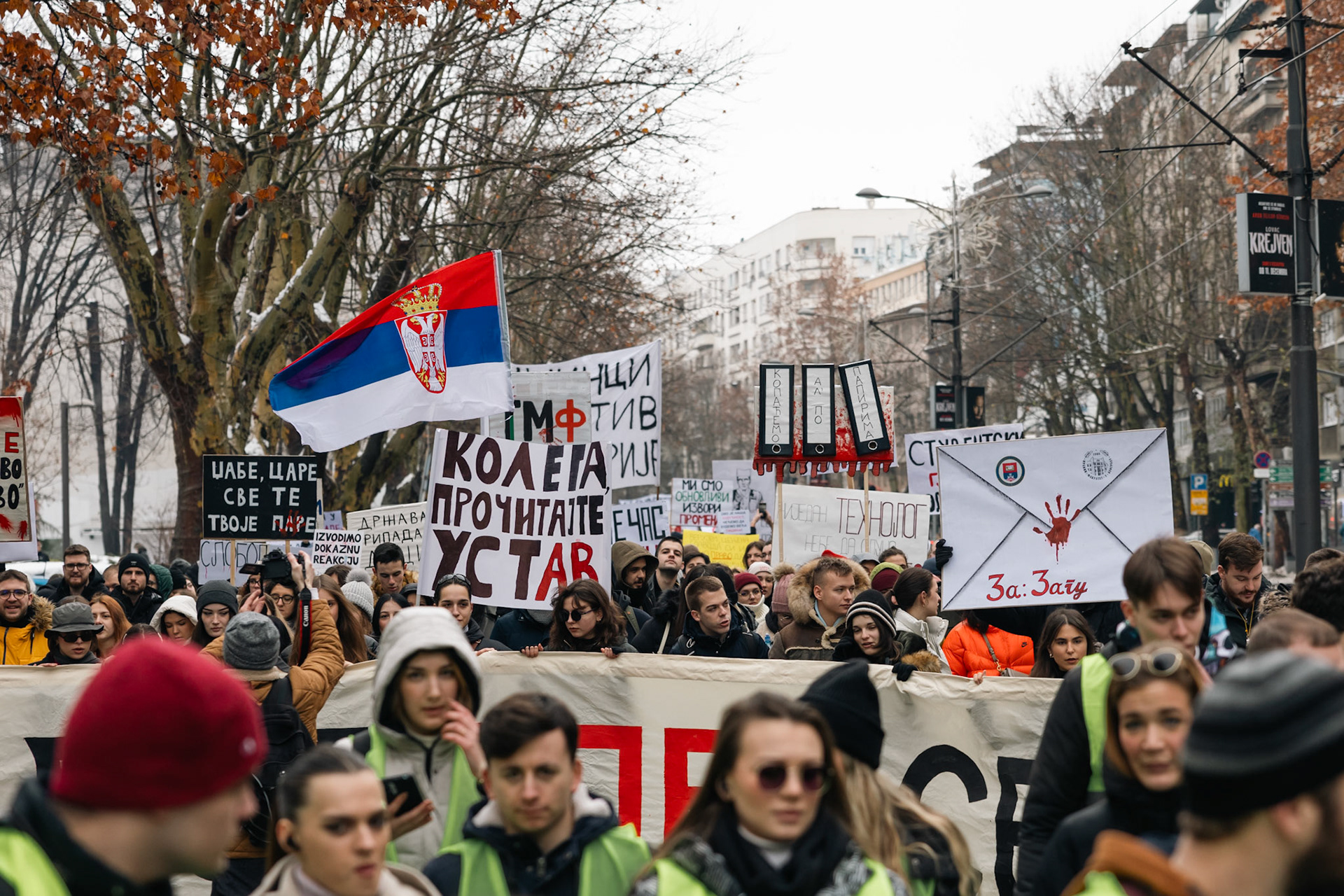 Manifestazioni a Belgrado contro il governo, gennaio 2025. Foto: free da https://protesti.pics/studenti